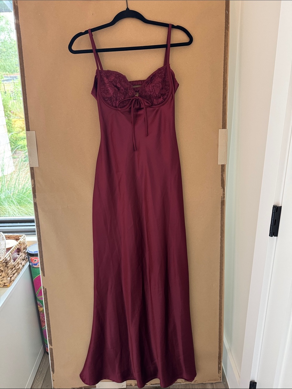 Princess Polly Wine Lace Bust Maxi Dress